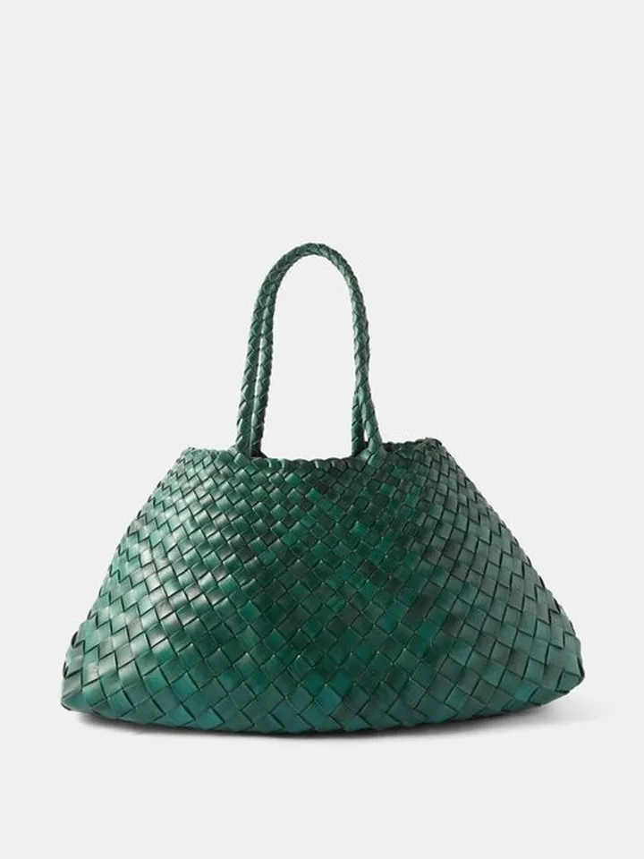 Santa Croce Large Woven-leather Basket Bag