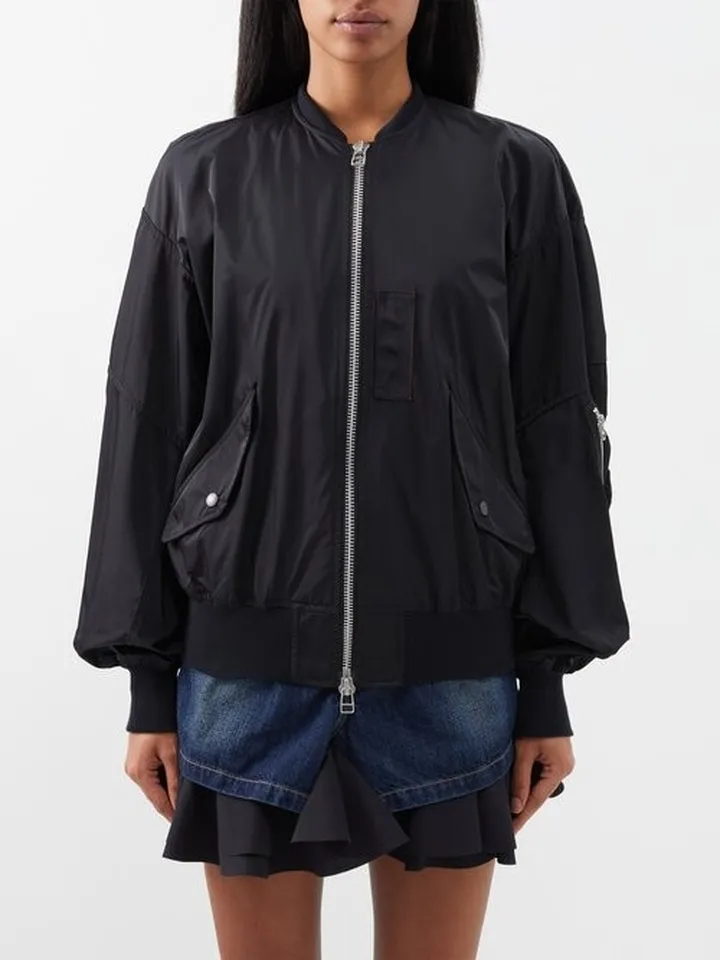 Stand-collar Jersey Bomber Jacket