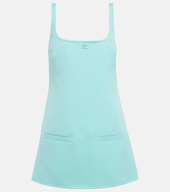 Embroidered twill minidress