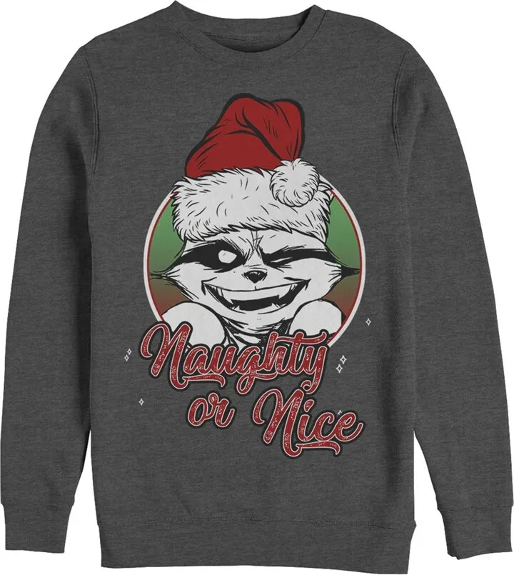 Men's Marvel Christmas Guardians of the Galaxy Naughty Rocket Sweatshirt - Charcoal Heather - Small
