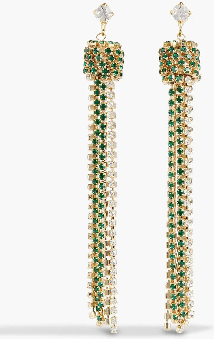 Tasseled gold-tone crystal earrings