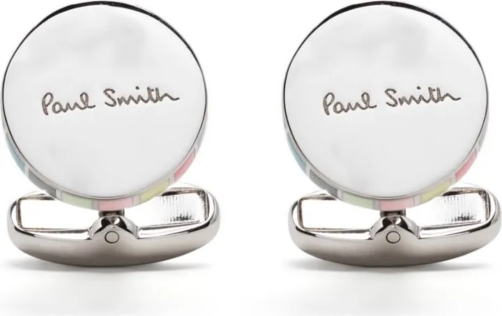 Striped-Edge Logo Cufflinks