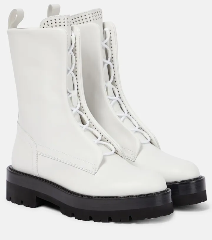 Embellished leather combat boots