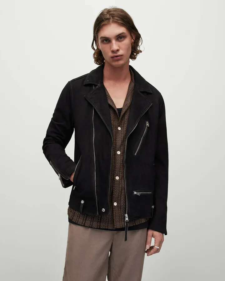 Iro Suede Biker Jacket - Black