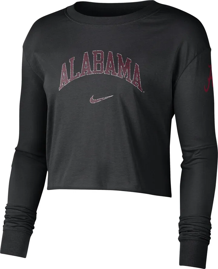 Nike Women's College (Alabama) Cropped Long-Sleeve T-Shirt in Black