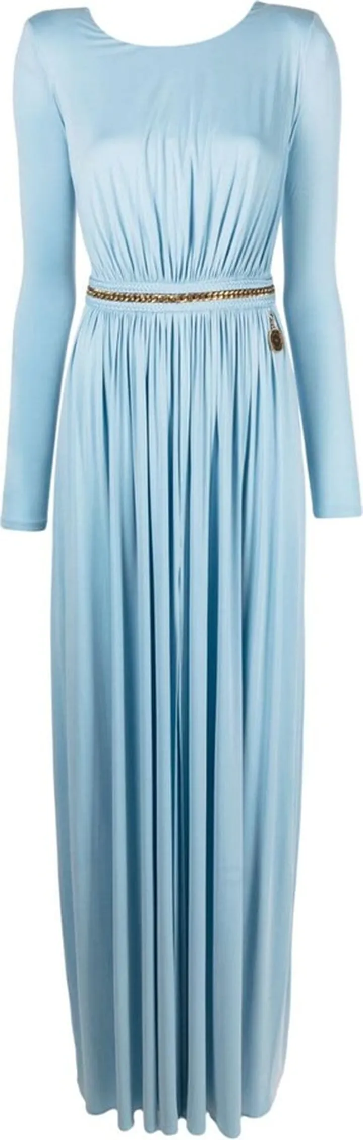 Long-Sleeve Belted Gown