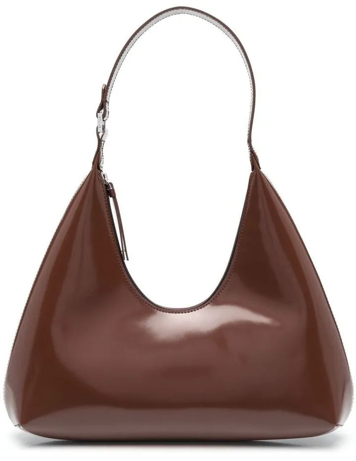 Amber patent-leather shoulder bag