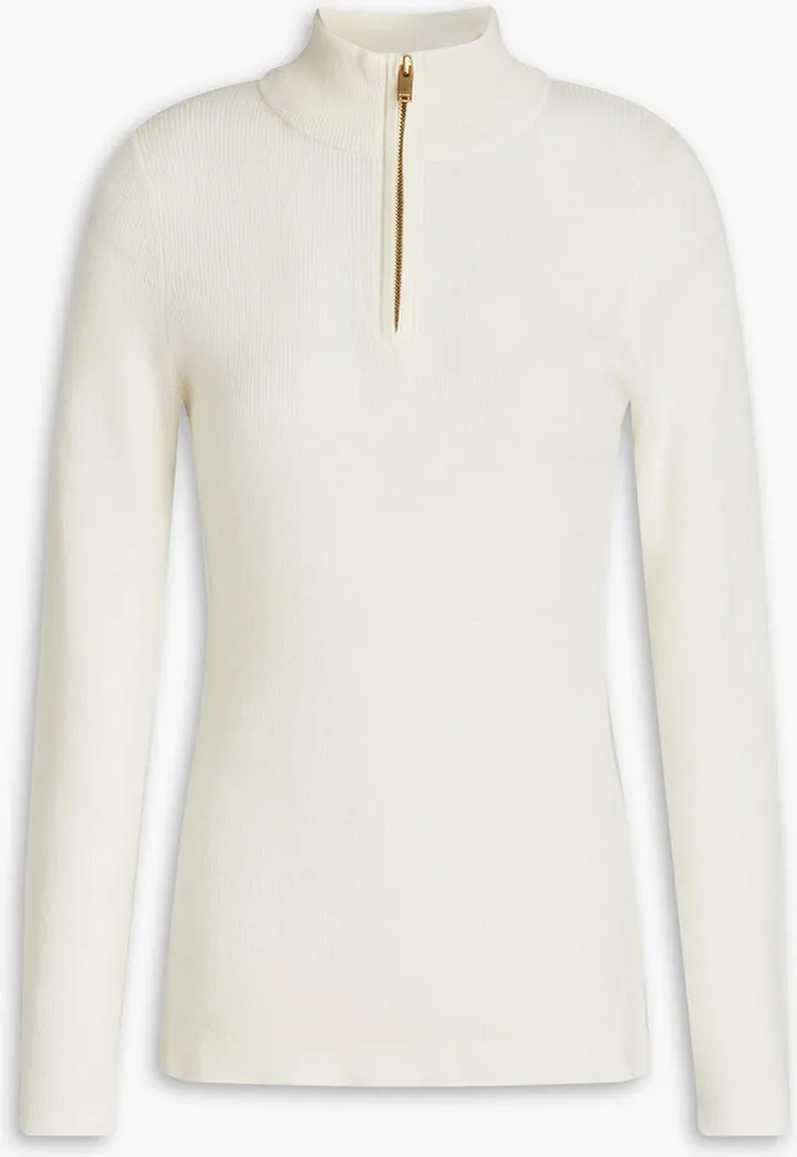 Ribbed cashmere half-zip sweater