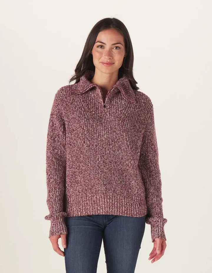 The Normal Brand Dani Quarter Zip Sweater - Red