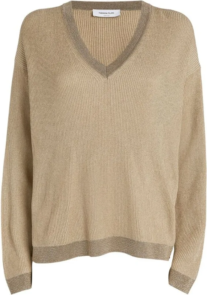 Fabiana Filippi Cotton-Blend V-Neck Sweater