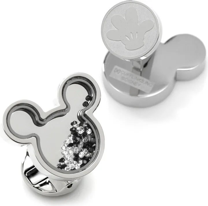 x Disney Mickey Silhouette Floating Crystals Cuff Links