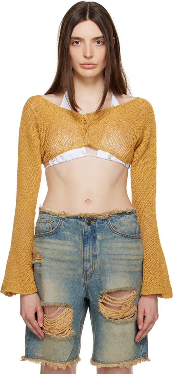 TheOpen Product Yellow Cropped Cardigan