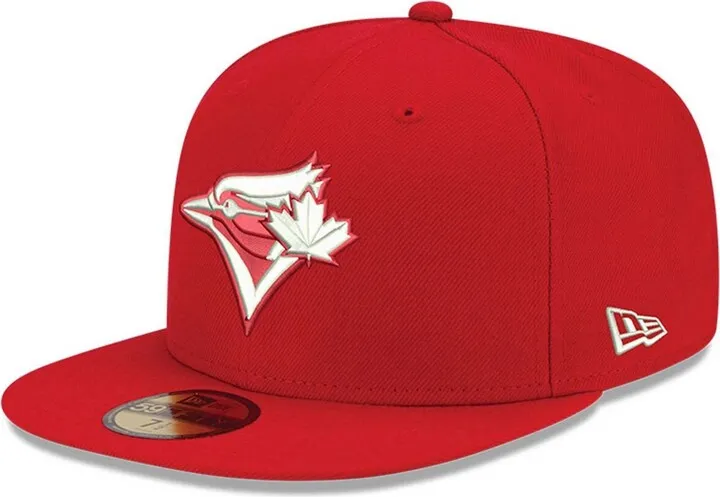 Men's Red Toronto Blue Jays Logo White 59FIFTY Fitted Hat