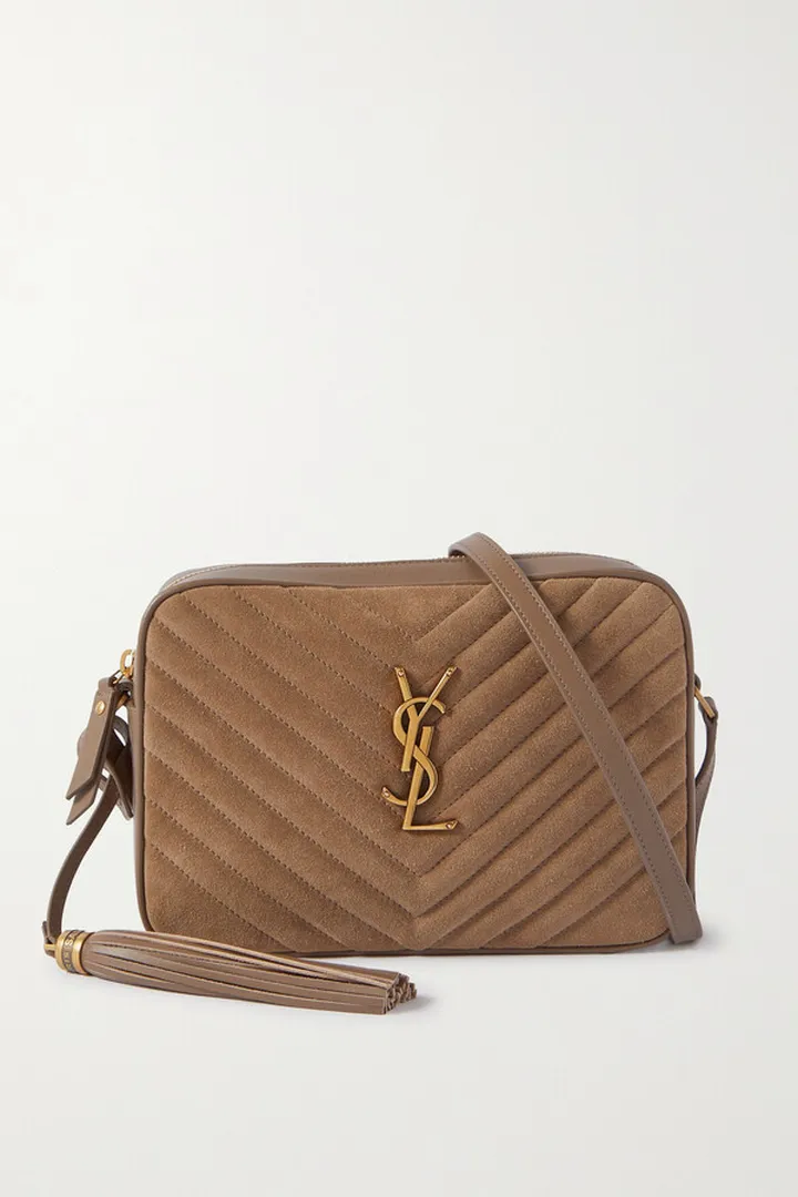 SAINT LAURENT - Lou Medium Quilted Suede And Leather Shoulder Bag - Brown