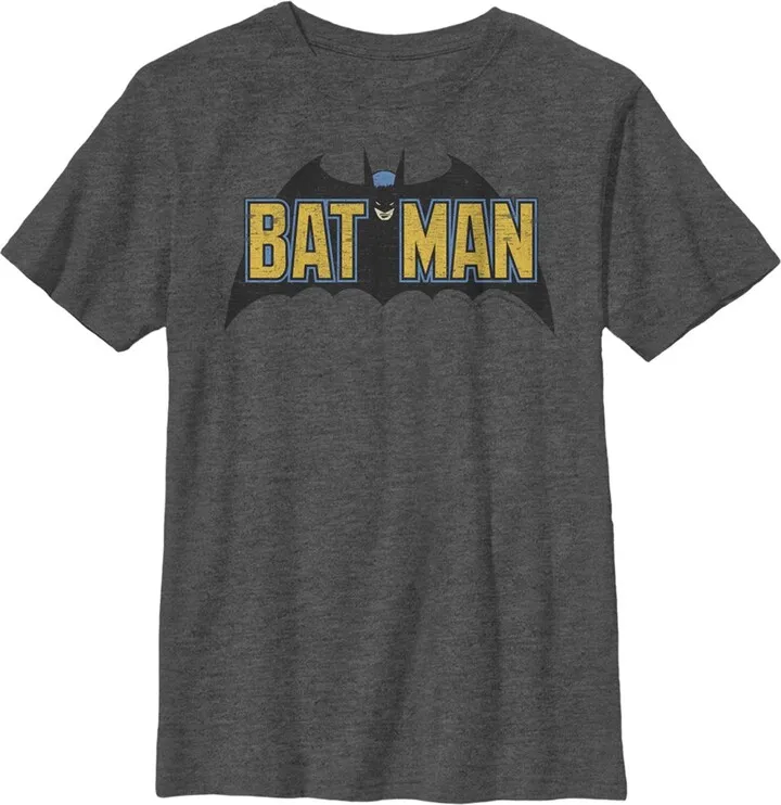 Boy's Batman Caped Crusader Logo T-Shirt - Charcoal Heather - X Large