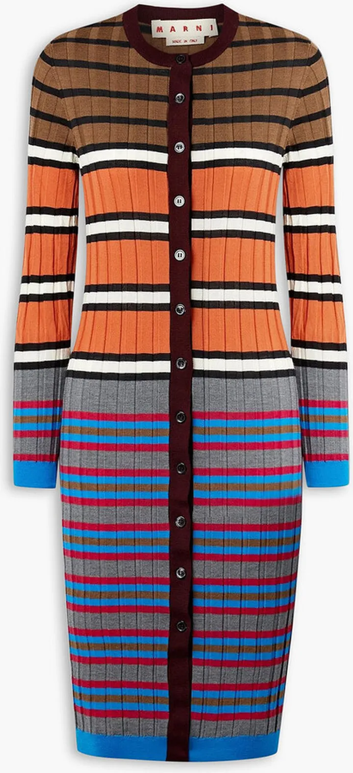 Striped ribbed wool cardigan