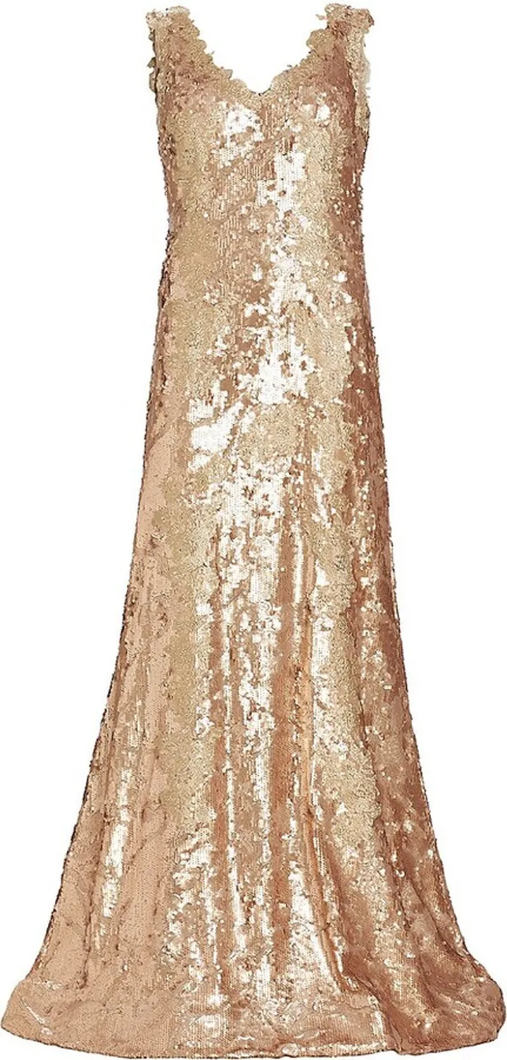 V-Neck Sequin Gown