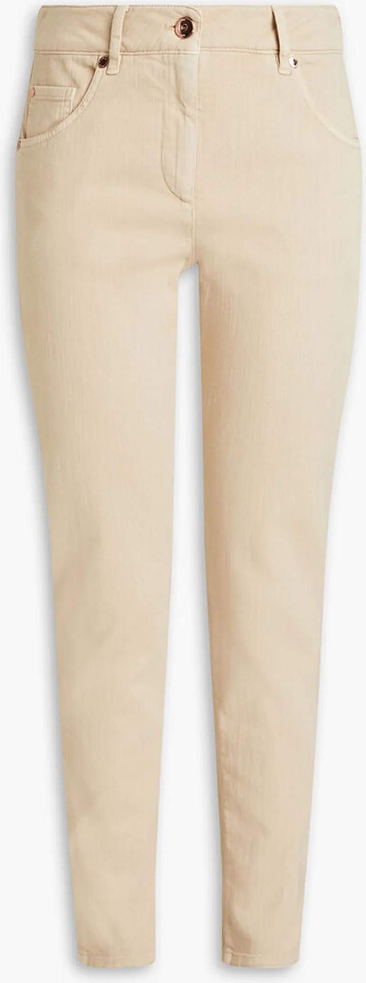 Bead-embellished high-rise slim-leg jeans