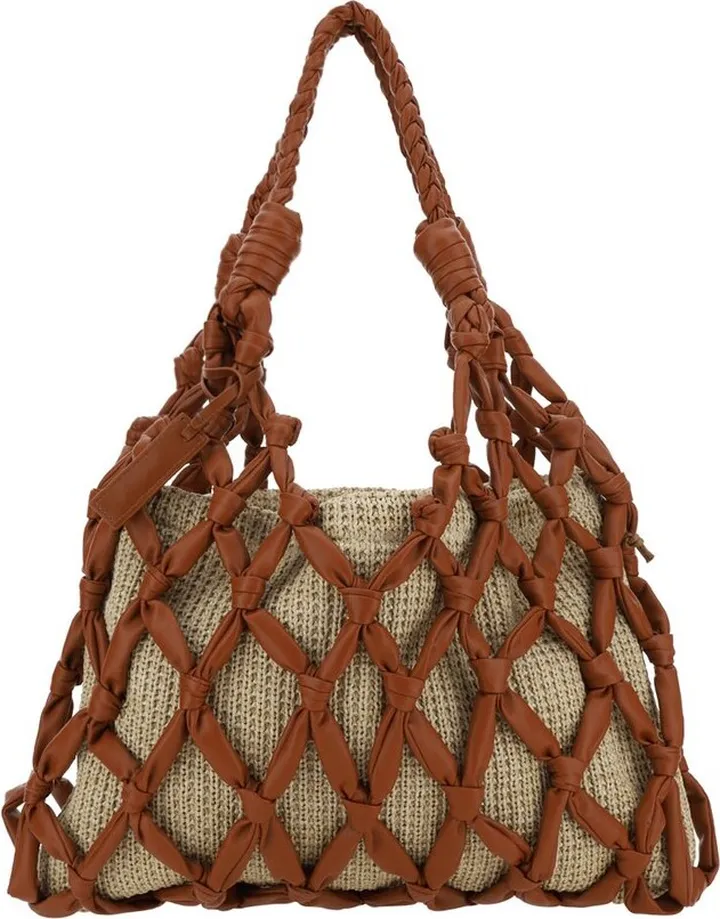 Staud Hitch Woven Logo Lettering Shoulder Bag
