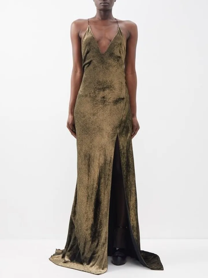 Katie Side-slit Lamé Gown