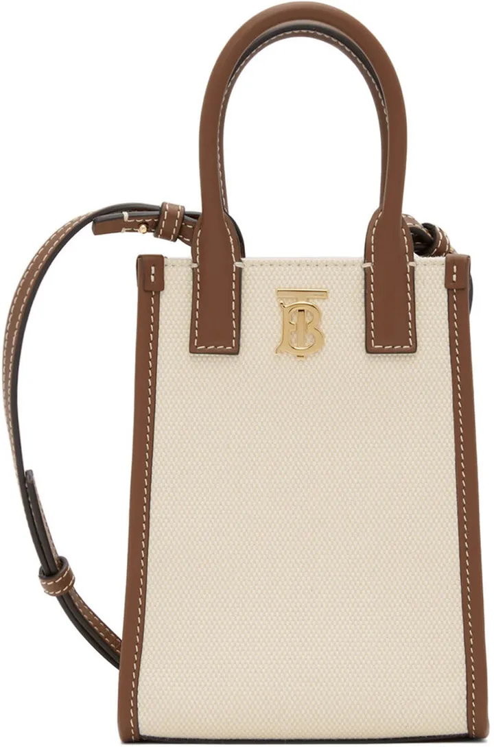 Burberry Off-White & Tan Phone Bag