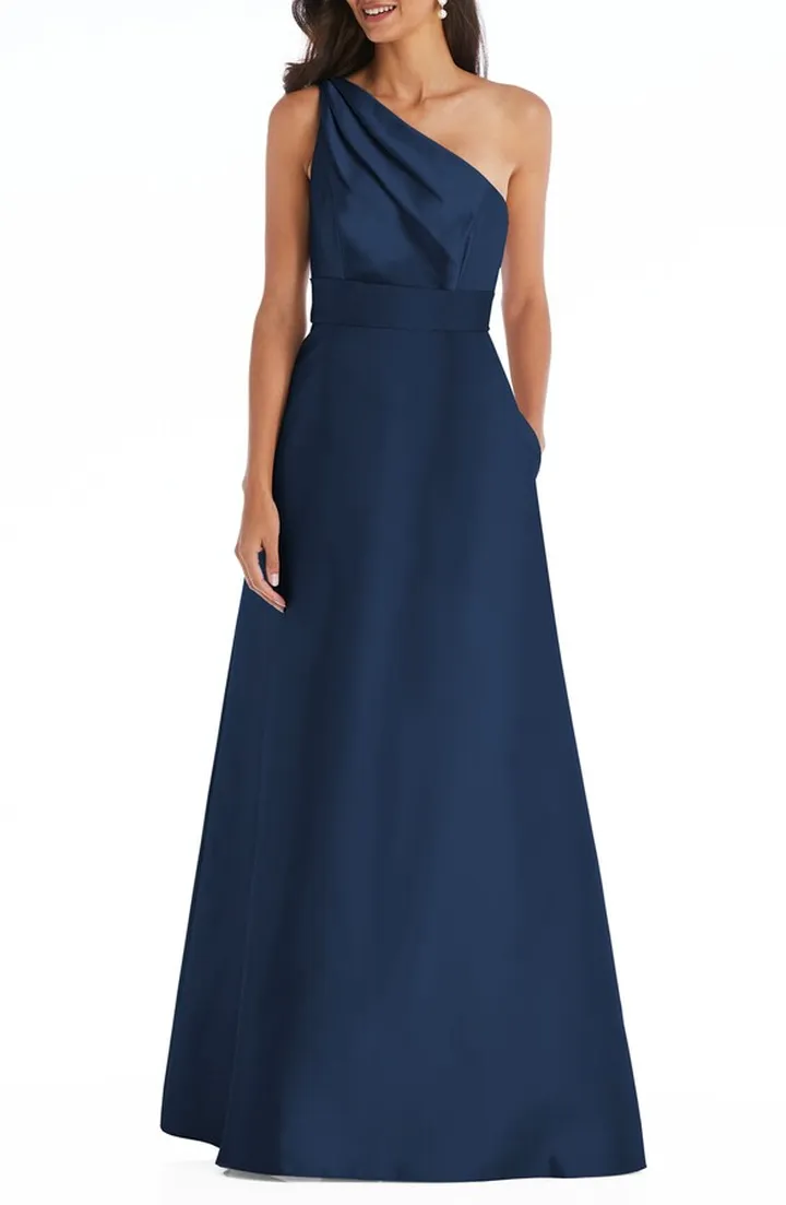 One-Shoulder A-Line Gown