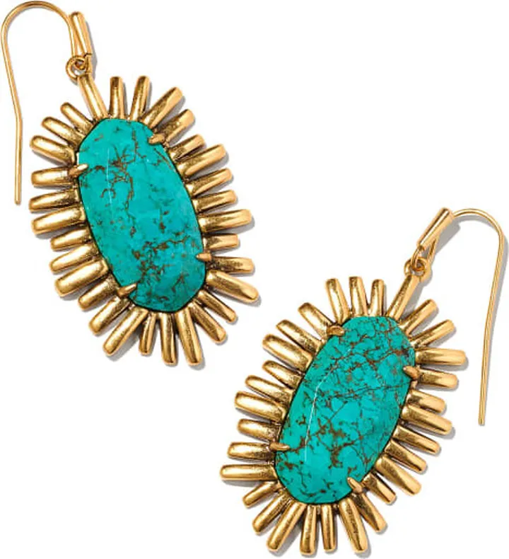 Mariah Vintage Gold Drop Earrings in Variegated Turquoise Magnesite