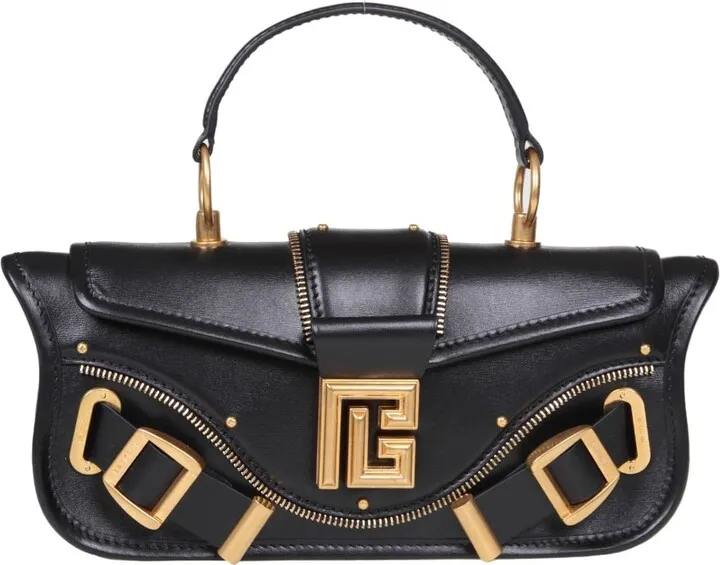 Balmain Baguette Blaze Piuch-box In Black Leather