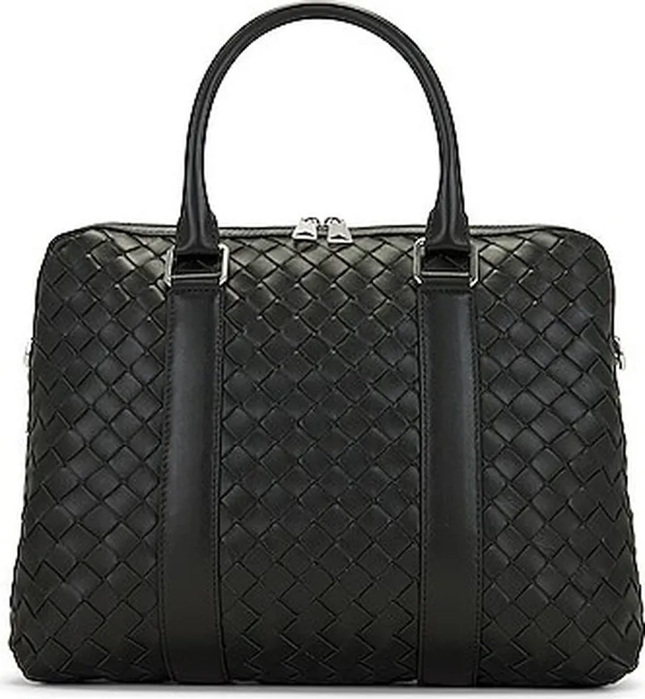 Bottega Veneta Classic Intrecciato Slim Briefcase in Dark Green