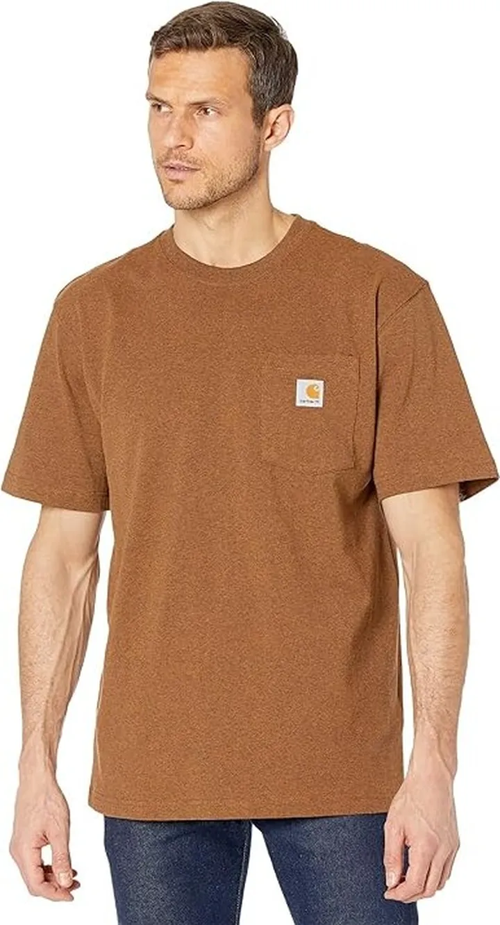 Carhartt Loose Fit Heavyweight Short Sleeve Pocket T-Shirt (Oiled Walnut Heather) Men's T Shirt