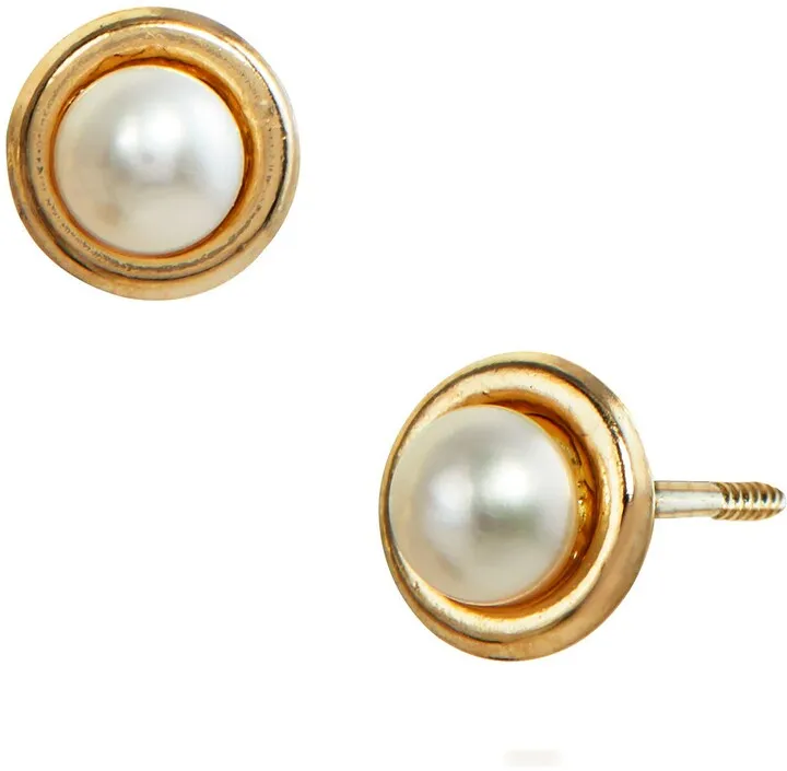 14K Gold & Cultured Freshwater Pearl Stud Earrings