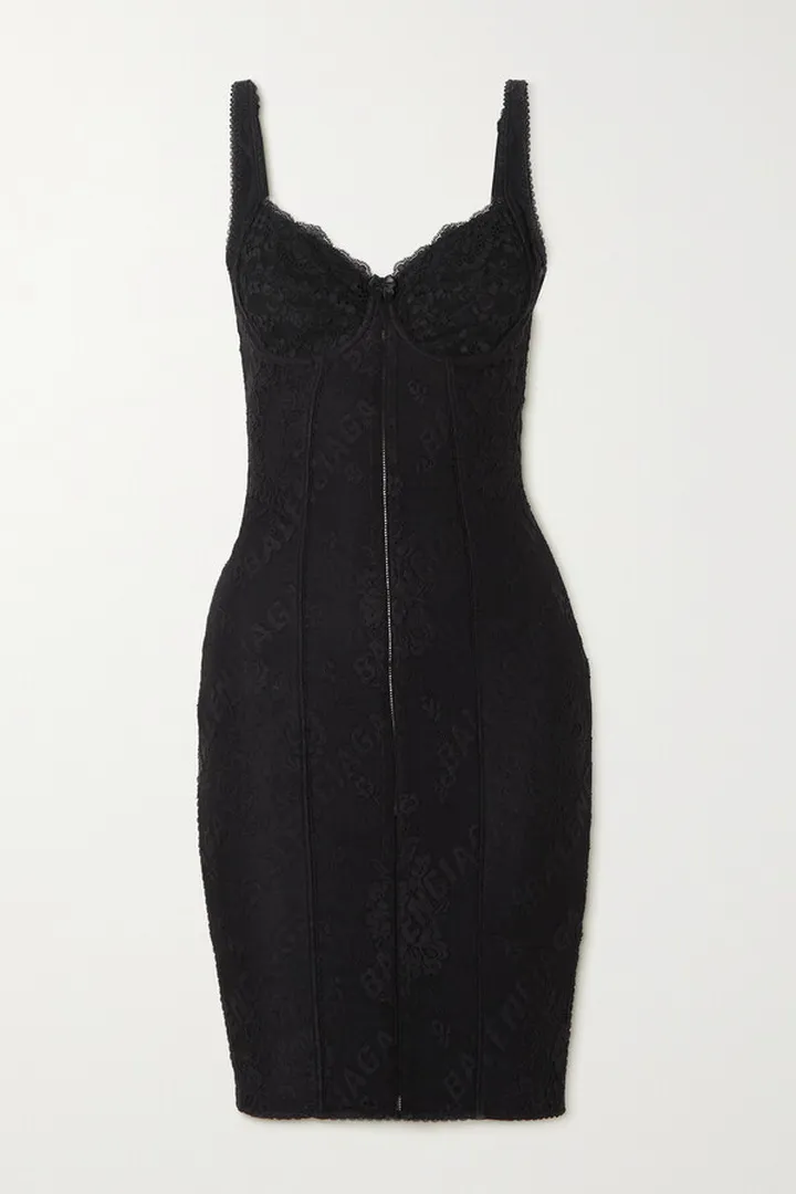 Balenciaga - Paneled Stretch-lace Mini Dress - Black