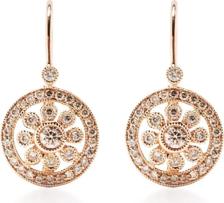 18kt rose gold Rosette diamond drop earrings