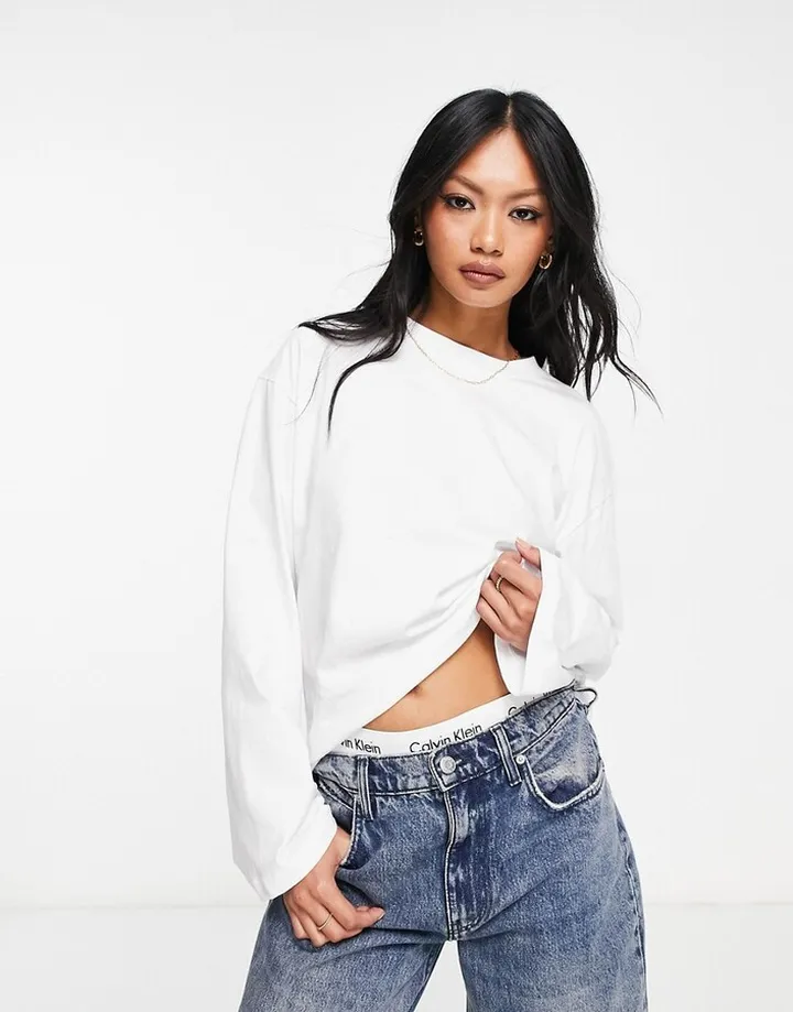 ASOS DESIGN long sleeve t-shirt with wide sleeve in white