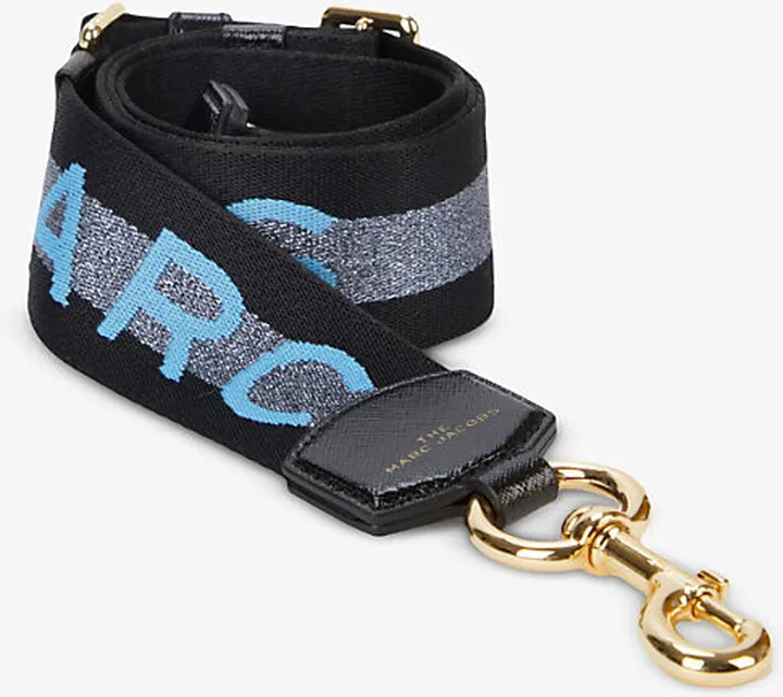 New Blue Multi Striped Logo-print Webbing bag Strap