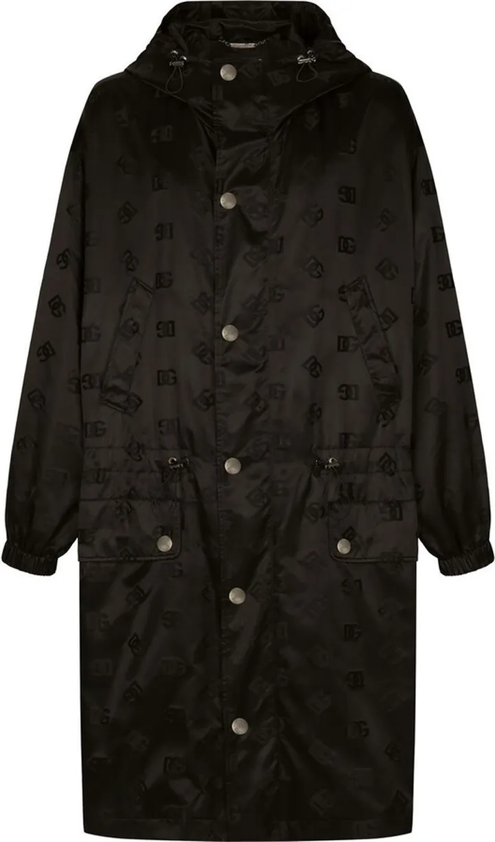 Logo-Jacquard Hooded Parka