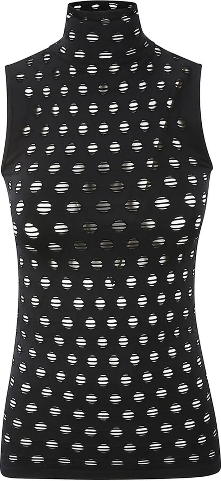 Perforated Sleeveless Turtleneck