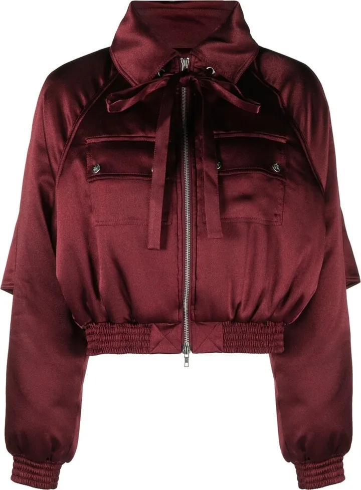 Bow-Embellished Bomber Jacket