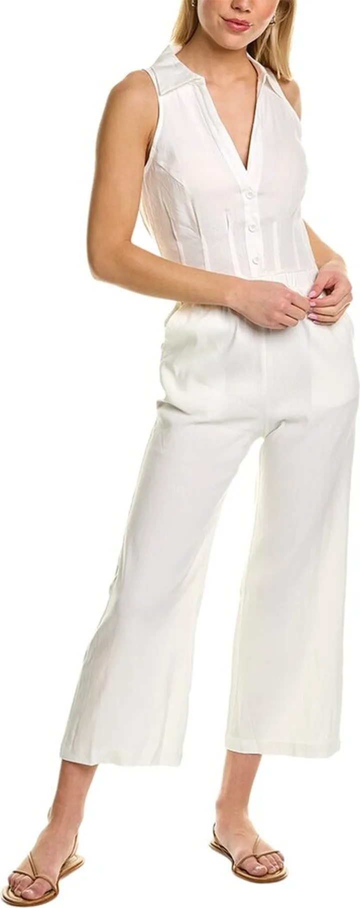 Monrow Halter Polo Linen-Blend Jumpsuit