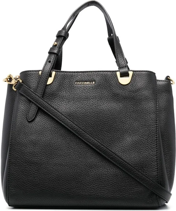 Logo-Plaque Leather Tote Bag