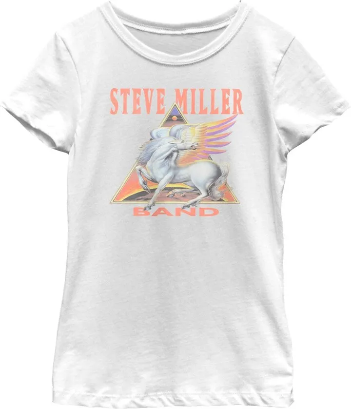 Girl's Steve Miller Band Triangle Logo T-Shirt - White - X Large