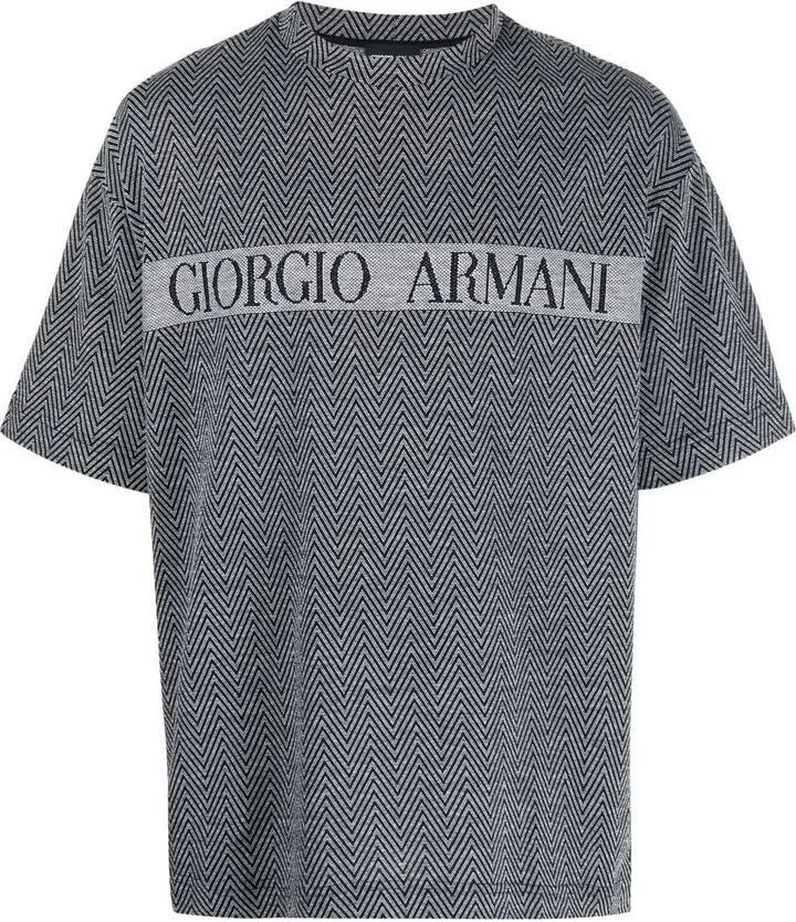 zigzag woven crew-neck T-shirt