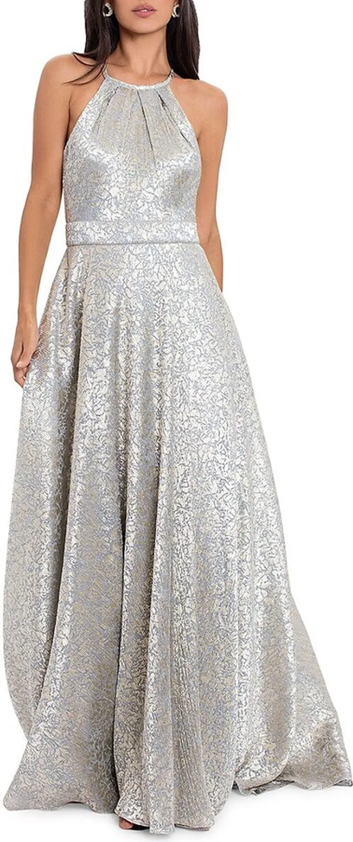 Crinkle Foil Ball Gown
