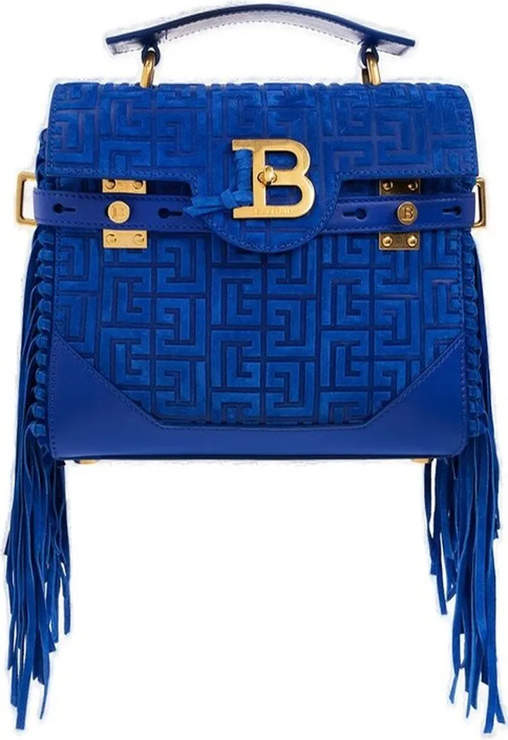 Balmain B Buzz Fringe-Trimmed Logo Plaque Tote Bag