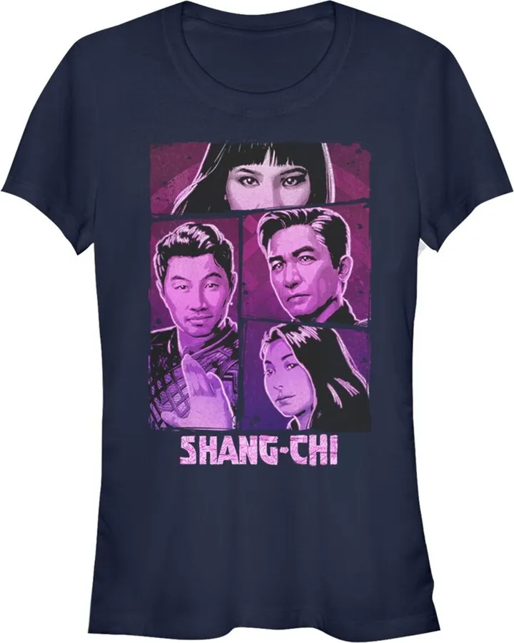 Junior's Marvel Shang-Chi and the Legend of the Ten Rings Panel Portraits T-Shirt - Navy Blue - Small