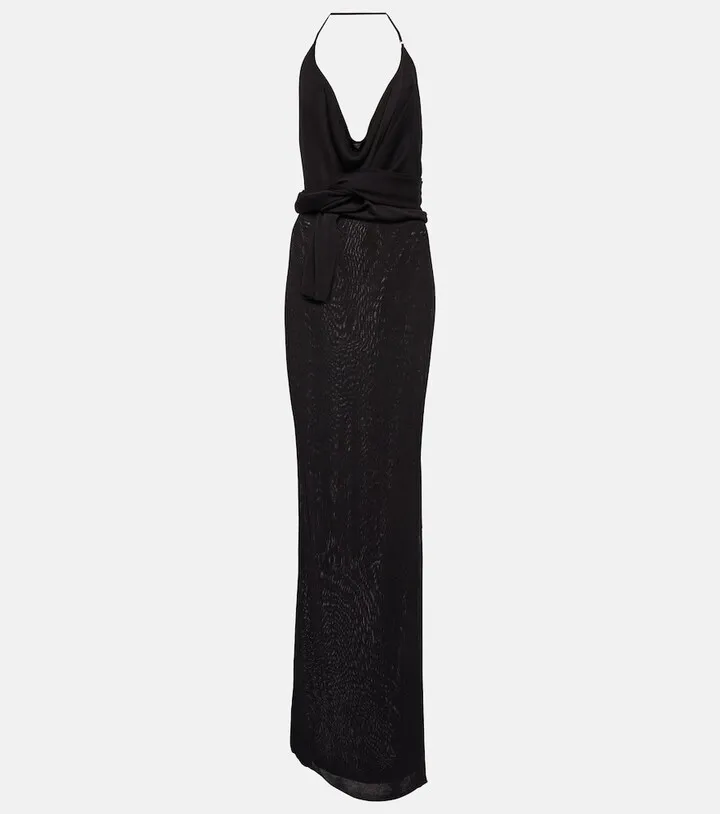 Malais sash-detail maxi dress