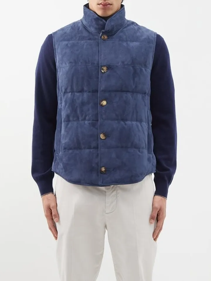 Padded-suede Gilet