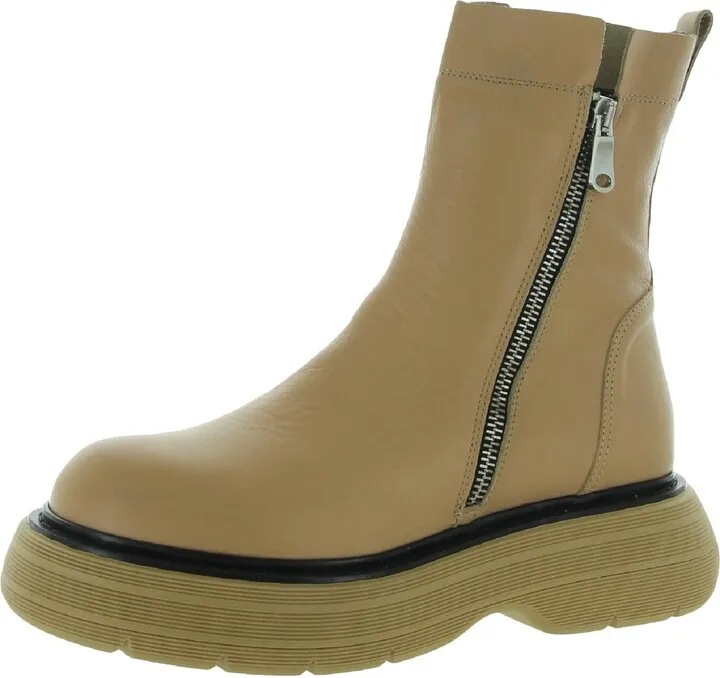 Mara Womens Leather Mid-Calf Combat & Lace-up Boots
