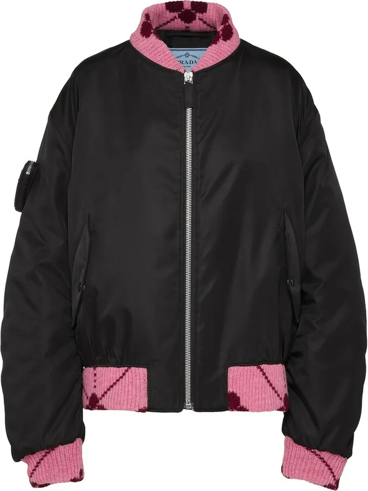 Re-Nylon jacquard-trim bomber jacket