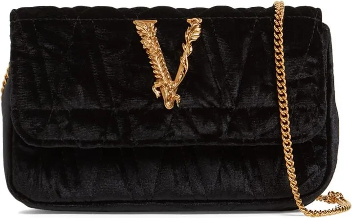 Quilted velvet shoulder bag